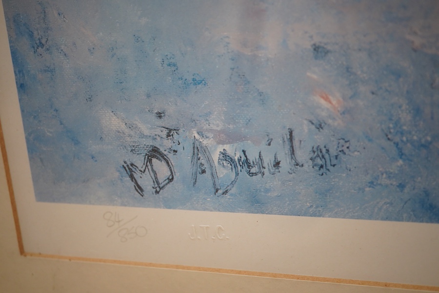 Michael D'Aguilar (1924-2011), pair of colour prints, to include: La Fete Gitane, each blindstamped and limited edition of 850, signed in ink, COA verso, 38 x 52cm